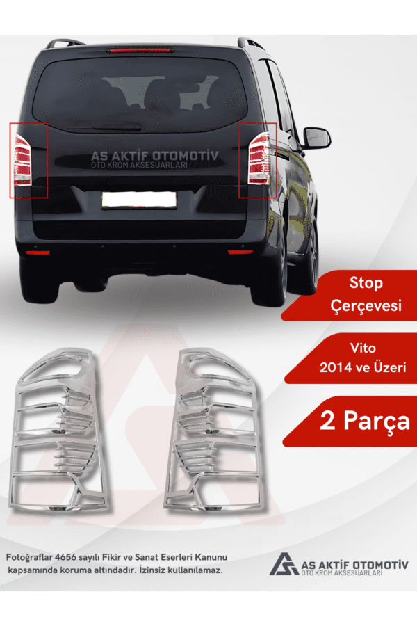 Mercedes Vito W447 Van Stop Çerçevesi 2 Parça 2014 ve Üzeri Abs Krom